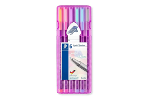CANETA TRIPLUS FINELINER STAEDTLER - LINHA PASTEL - ESTOJO C/ 6 CORES